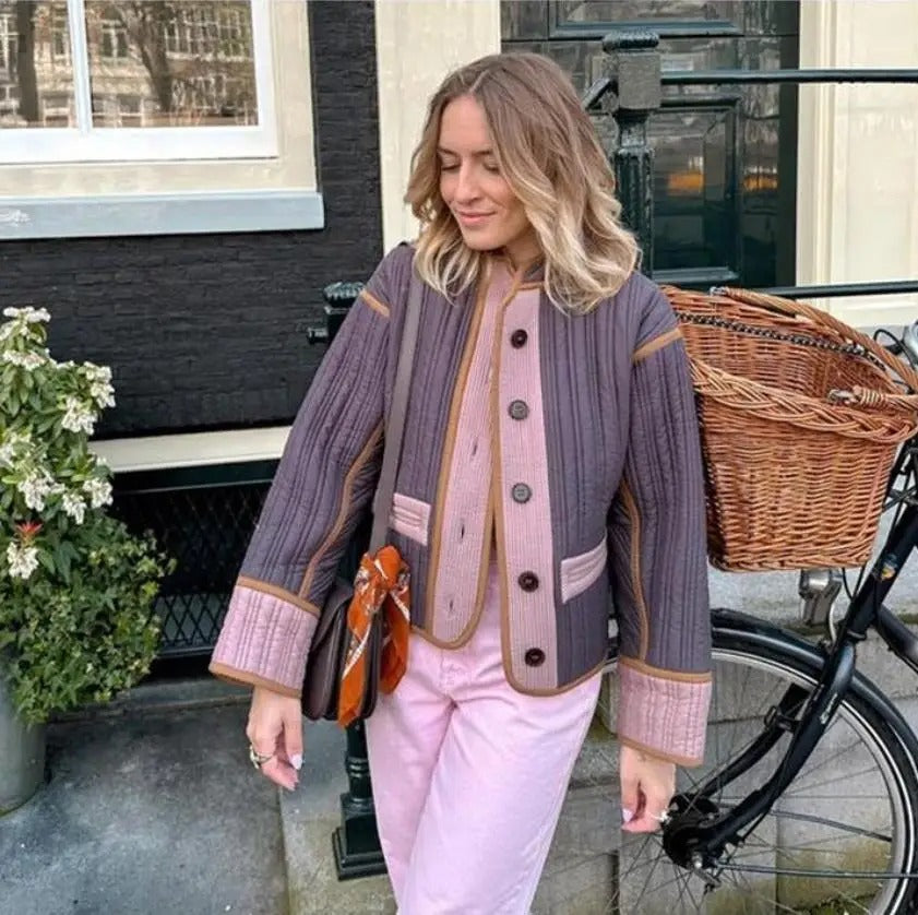 Isabella - Doudoune courte élégante avec design colorblock et coupe décontractée
