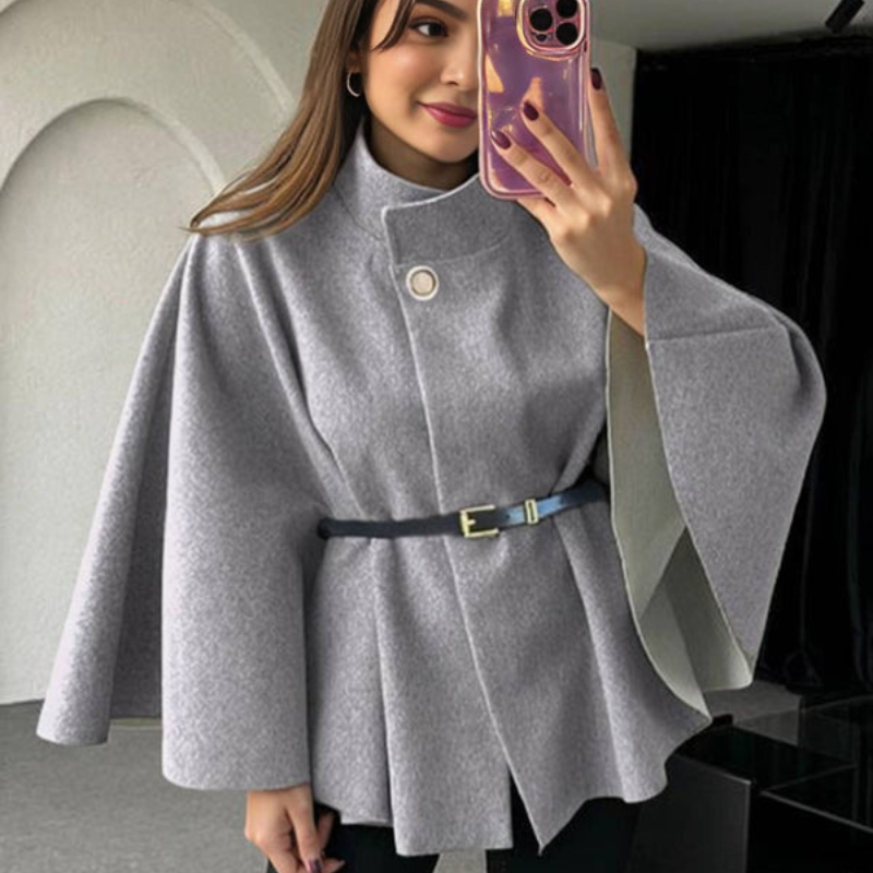 Phoebe - Poncho a maniche lunghe con cintura in vita