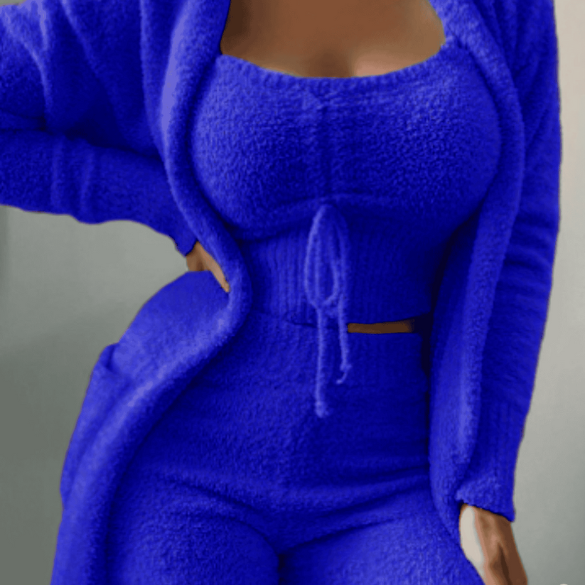 Luisa - Relaxează-te cu stil în acest set confortabil fleece din 3 piese