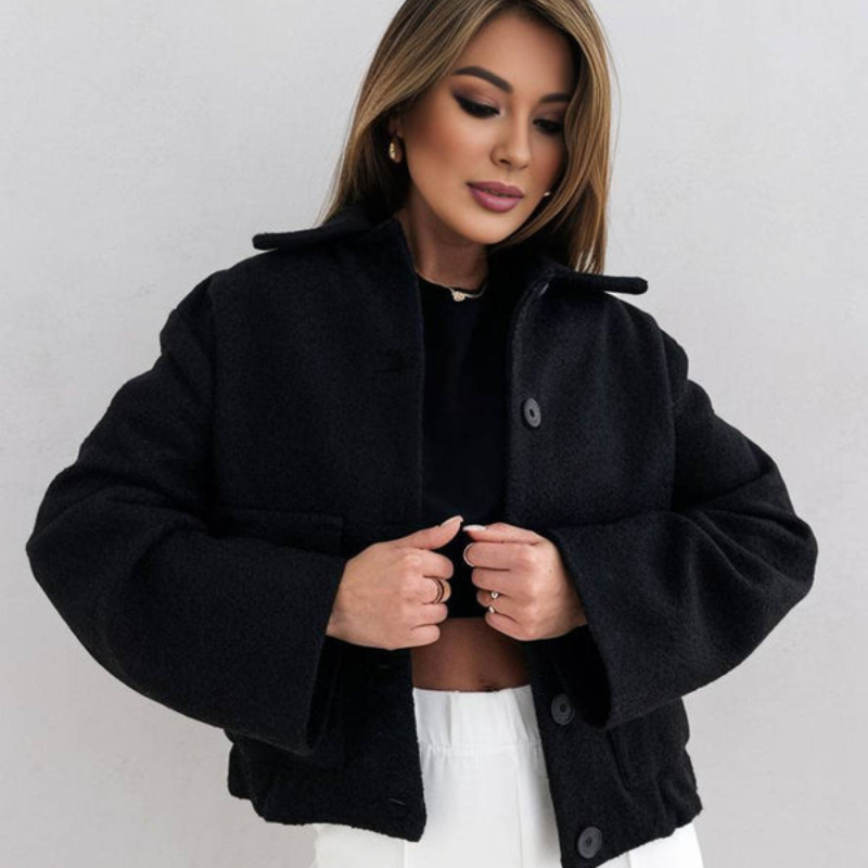 Addison - Long sleeve coat with turn down collar