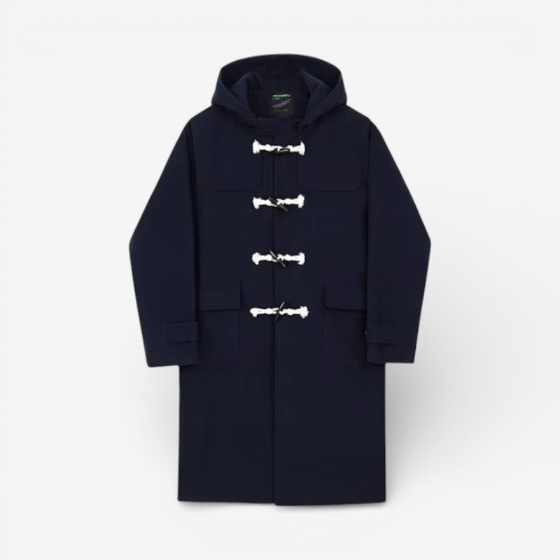 Roland - Long sleeve mid length coat with hood and pockets