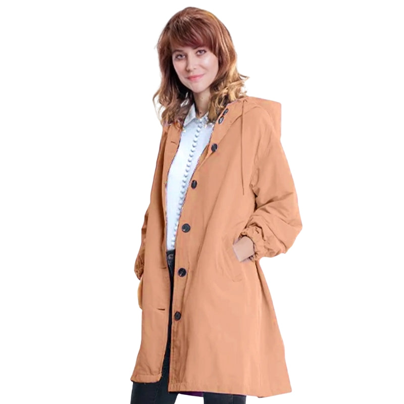Brielle – Hooded Jacket with Button Closure and Pockets