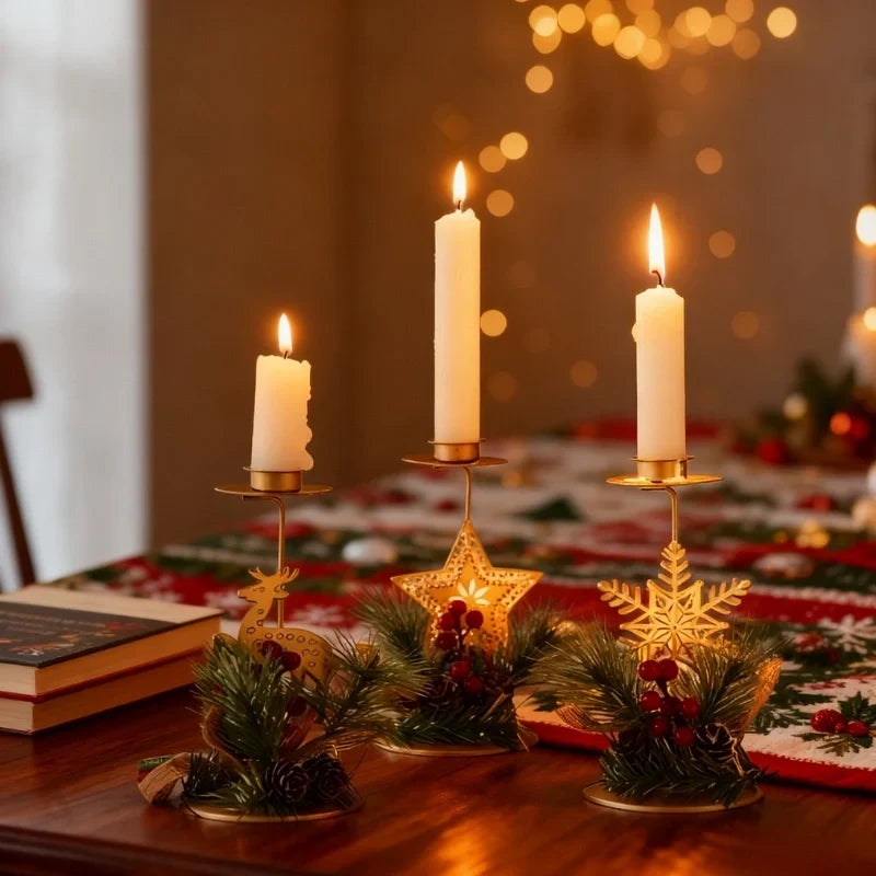 HolidayGlow - Iron Candle Holder With Festive Motifs