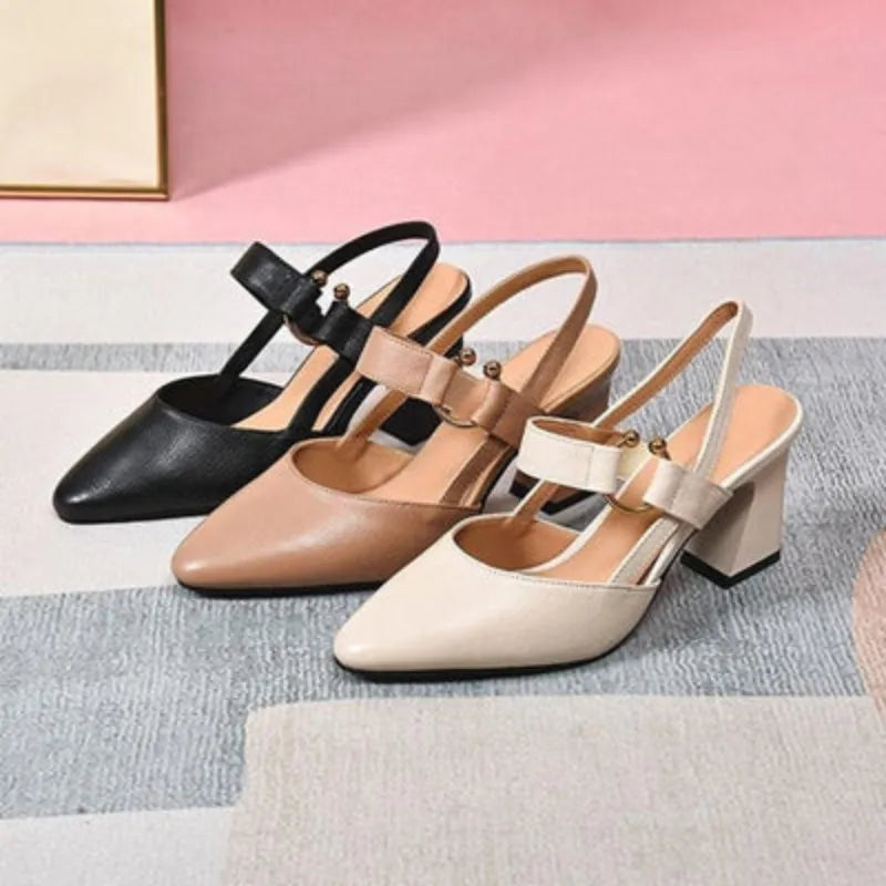 Naomi - Sandale slingback cu vârf ascuțit și toc bloc