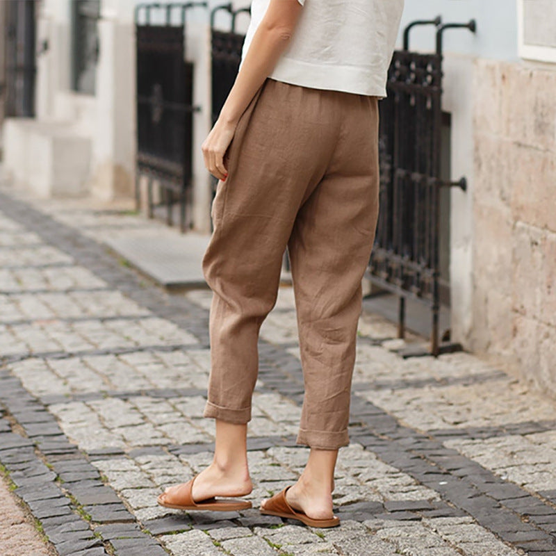 Isabella – Pantaloni Largi cu Croială Relaxată, Picior Drept și Buzunare Laterale