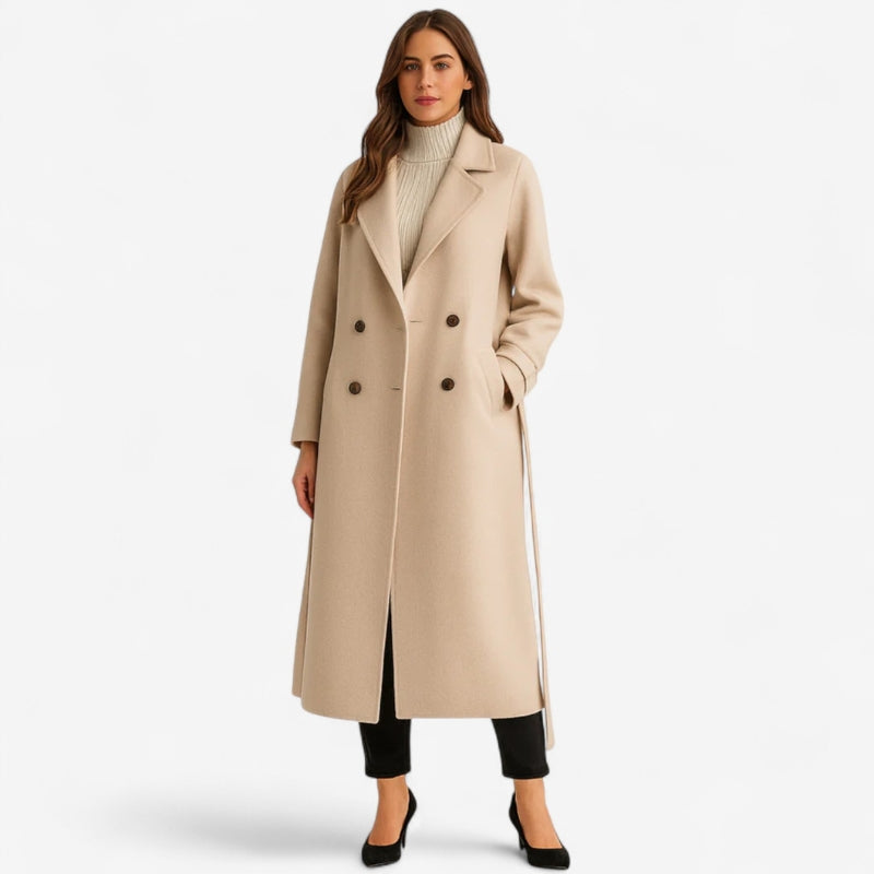 Cecille – Long manteau en laine avec col à revers et coupe cintrée