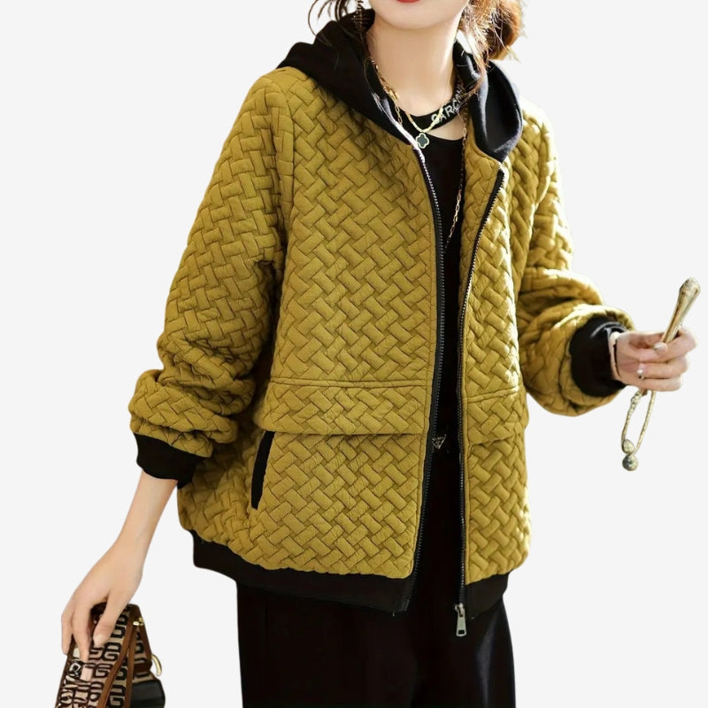 Sophia – Long sleeve hooded jacket with braided pattern and zipper