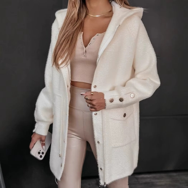 Aaliyah - Long sleeve coat with zip closure