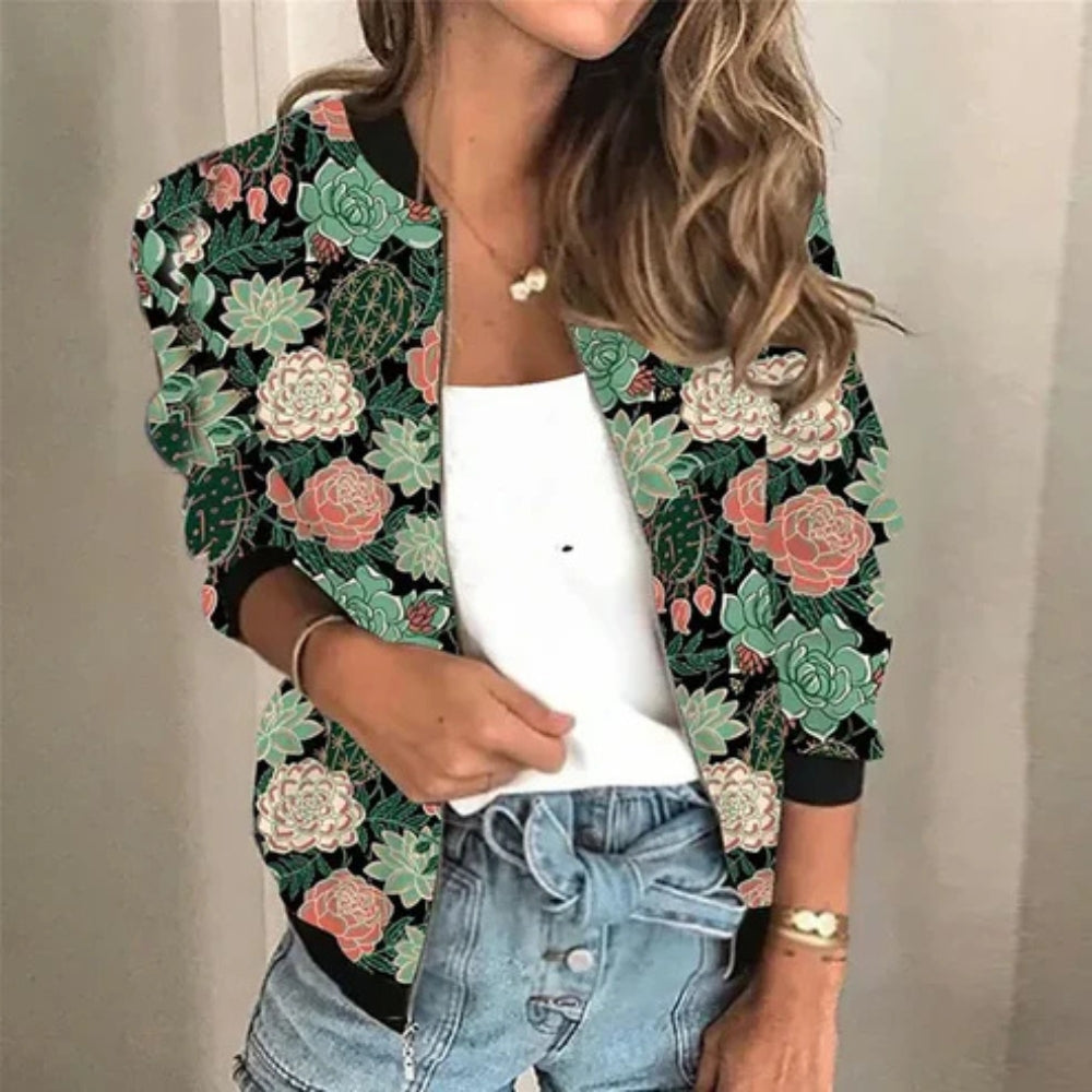 Evelyn – Veste stylée avec fermeture éclair et motifs imprimés
