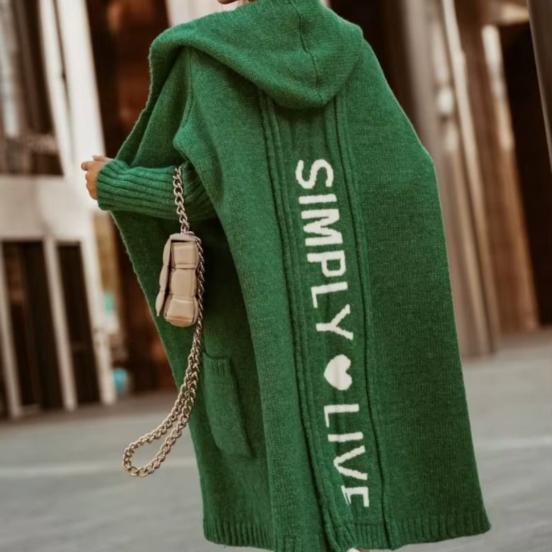 Abigail - Long sleeve hooded cardigan with open front