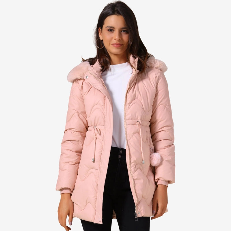 Sophie – Long Sleeve Padded Hooded Coat with Belt and Pockets