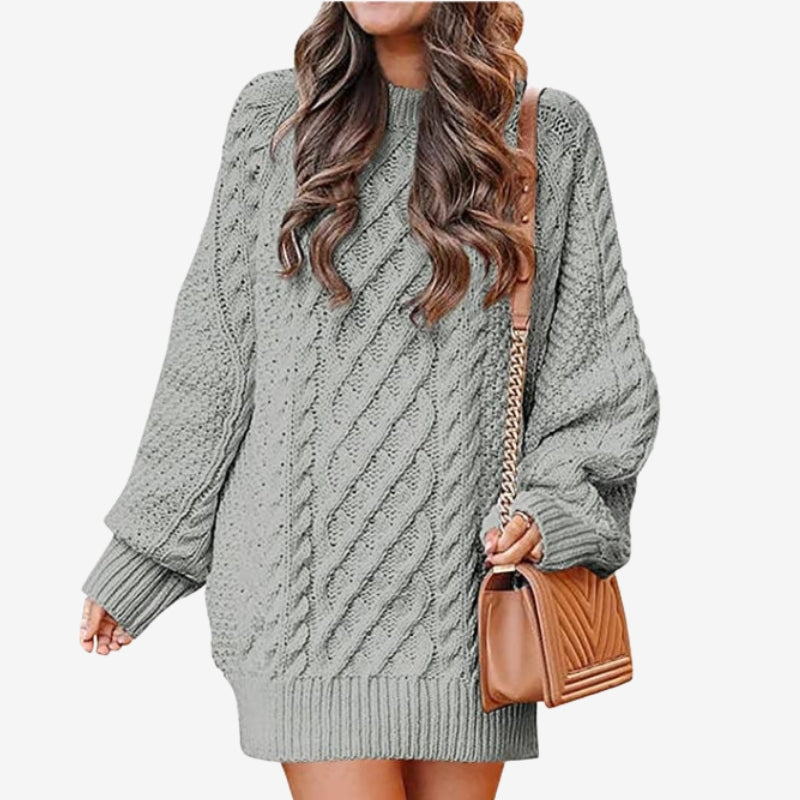 Freya - Long sleeve sweater dress with ribbed design