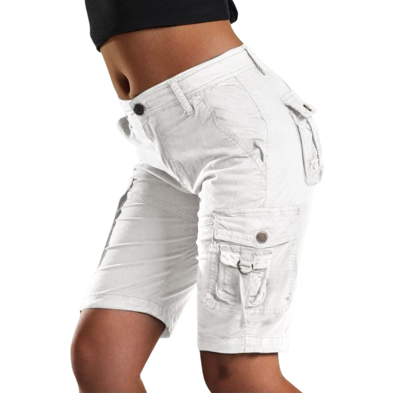 Lena – Pantaloncini Cargo Donna Flessibili con Vita Regolabile e Tasche Portaoggetti