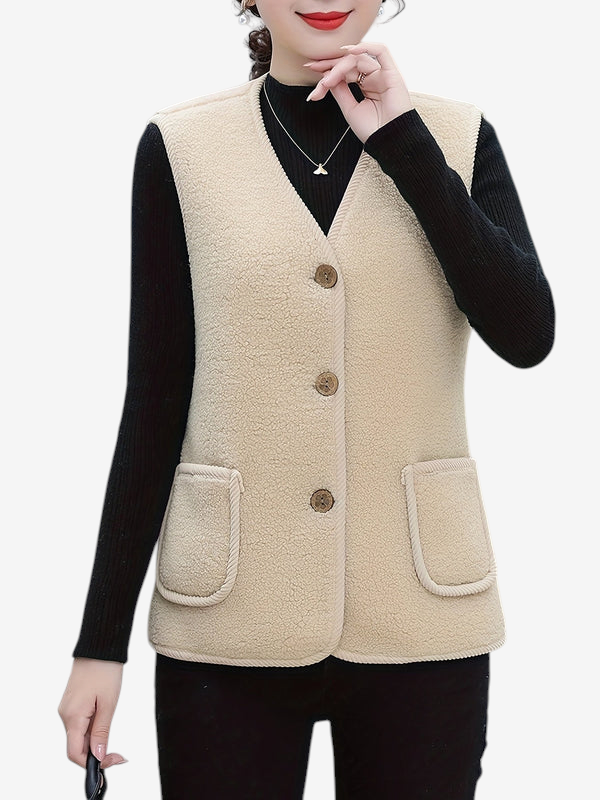 WarmLayer – Zateplená vesta bez rukávů s fleecovou podšívkou a výstřihem do V