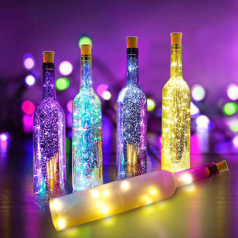 CorkGlow - LED svetelná reťaz na fľašu vína s korkovým dizajnom