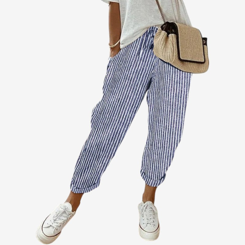 Women’s Striped Pants with Drawstring