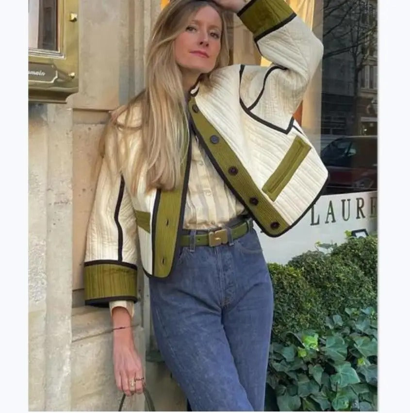 Isabella - Doudoune courte élégante avec design colorblock et coupe décontractée