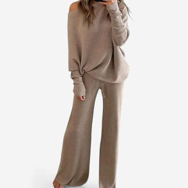 Alexis - Set două piese cu top fără umeri și pantaloni largi