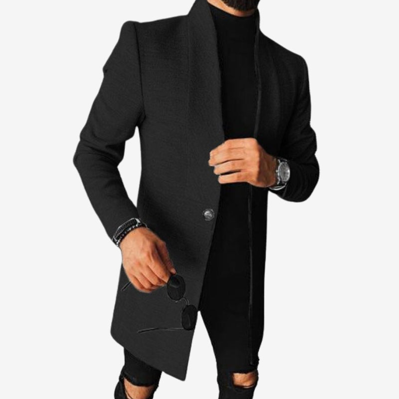 Milan - Long sleeve mid-length jacket with stand collar