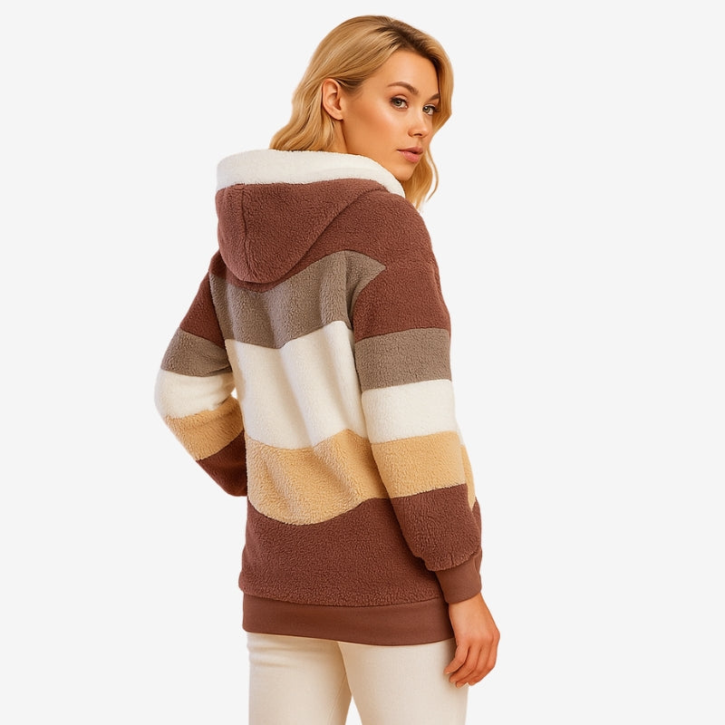 Quinn - Long sleeve zipper coat with adjustable hood
