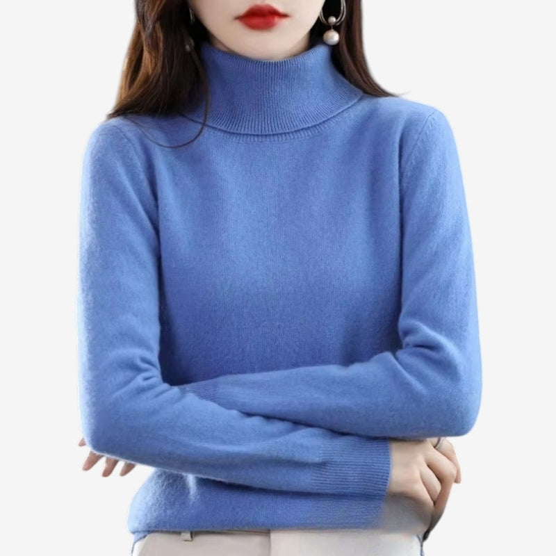 Kiara - Long sleeve turtleneck sweater with ribbed hem and cuffs | easy to put on and remove | sizes S–2XL | blue, green, white, purple, red, grey, brown, khaki, pink, orange, black, light blue