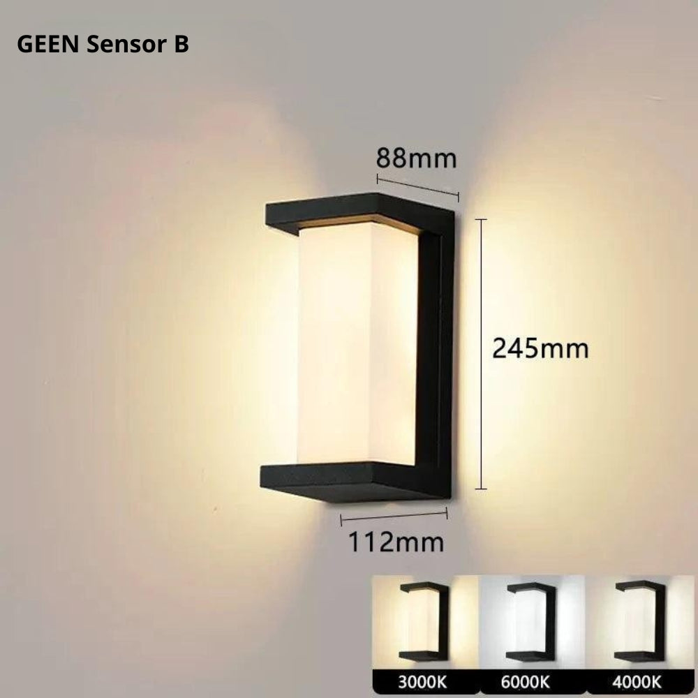 LumiGlow - Slimme buitenmuurlamp met bewegingssensor en automatisch lichtregelsysteem