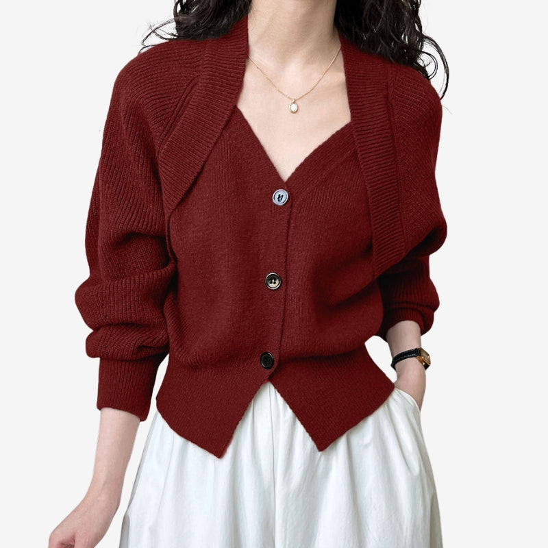 Niamh – Cardigan à manches longues avec motif croisé et boutons