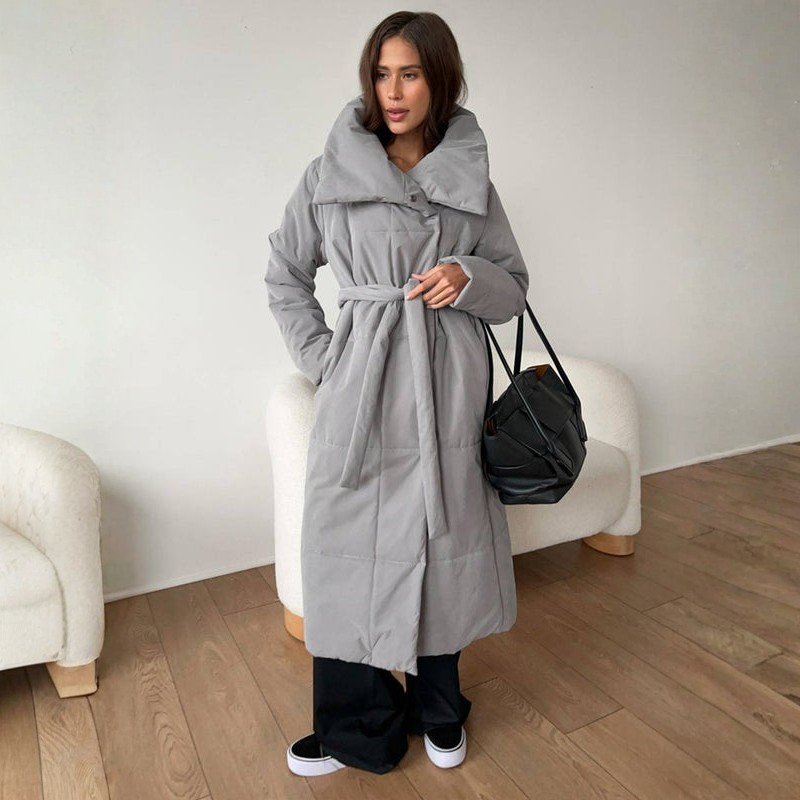Brianna - Manteau long à manches longues avec taille ceinturée