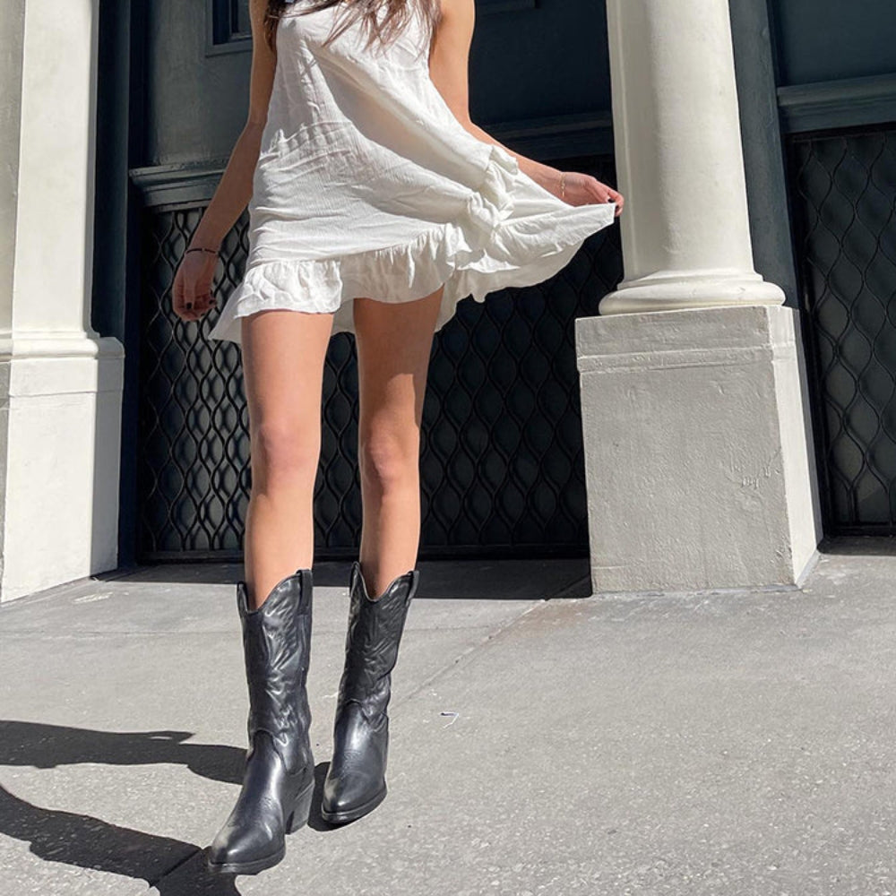 Bella – Bottes de cowboy élégantes avec fermeture éclair latérale et semelle texturée