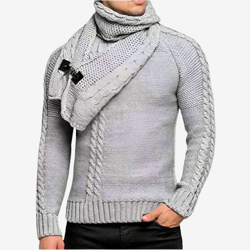 Dogan - Pulover cu guler înalt, mâneci lungi și model cu dungi