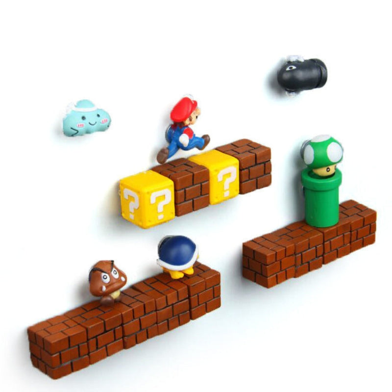GameGripz – Ensemble de décorations réfrigérateur Super Mario avec pièces de personnages ludiques et fixation sécurisée