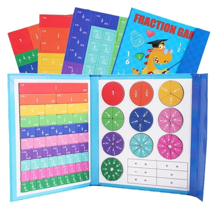 FractionMaster - Montessori magnetic puzzle book for learning fractions