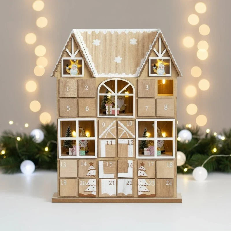 Calendrier de l'Avent en bois Woodlume - avec lumières LED