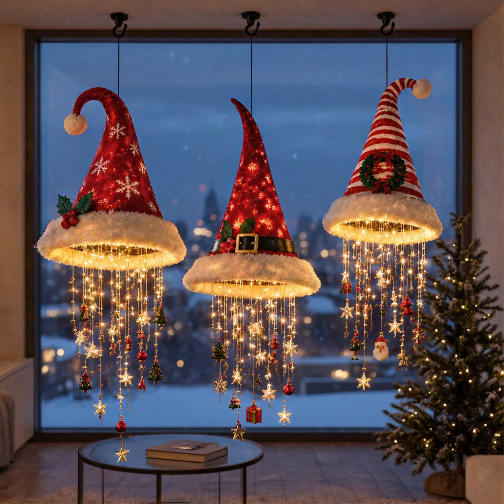 Gorro navideño colgante Yulehat - Decoración con luces LED