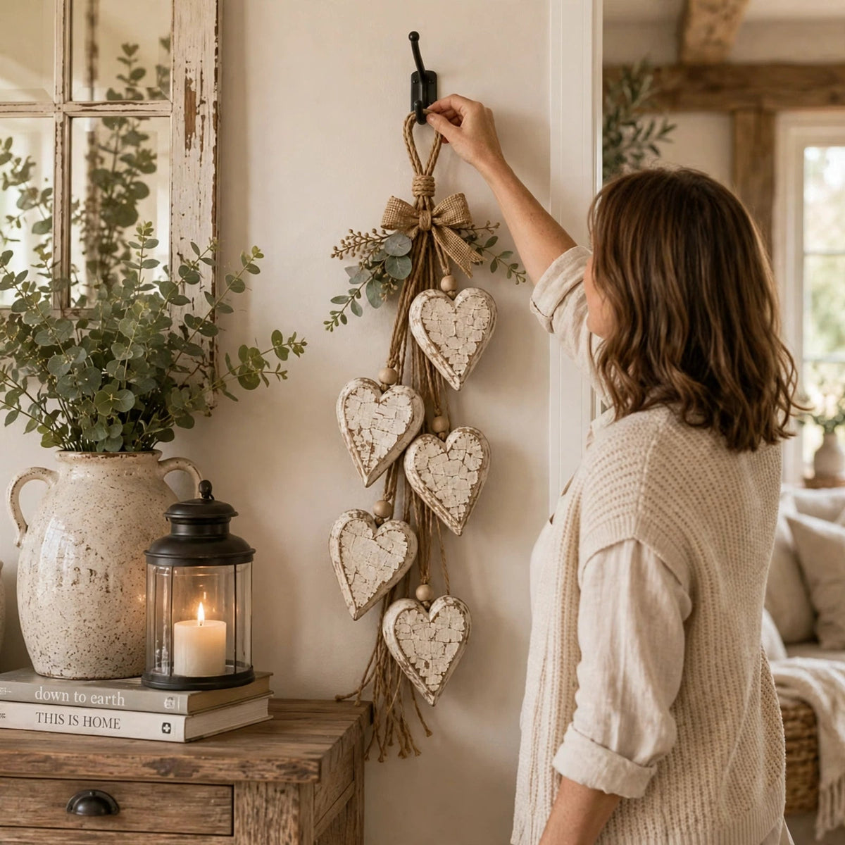 Decorazione da parete a forma di cuore in legno Lumheart con illuminazione LED