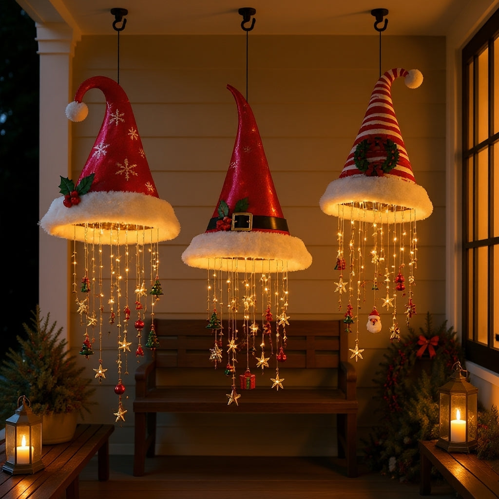Gorro navideño colgante Yulehat - Decoración con luces LED
