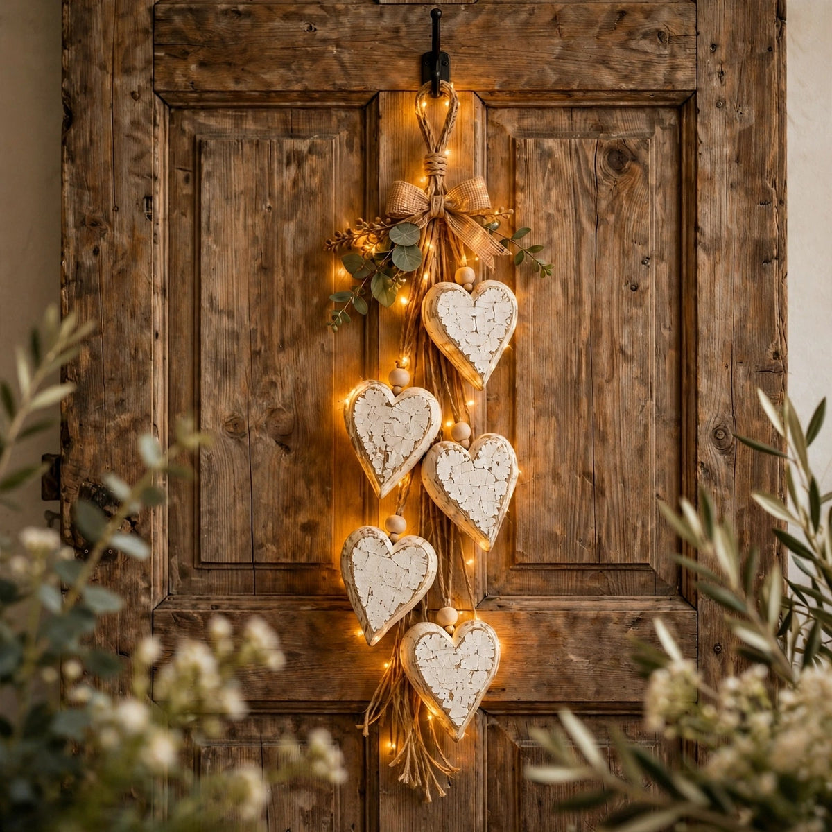 Decorazione da parete a forma di cuore in legno Lumheart con illuminazione LED