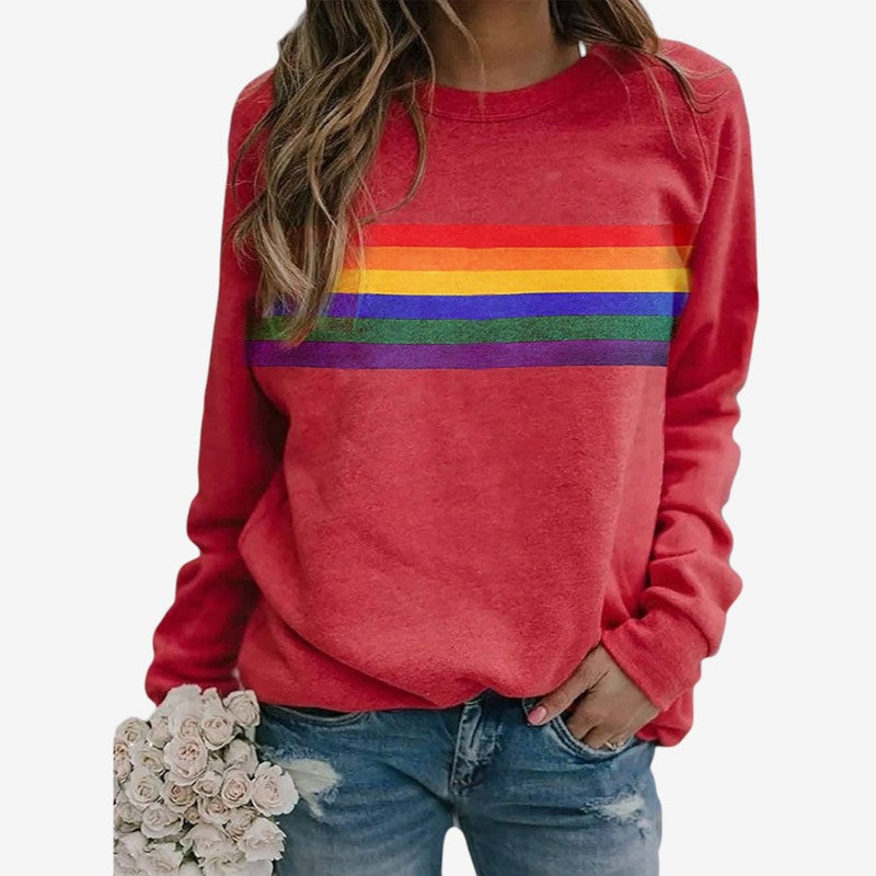 Maisie – Long Sleeve Printed Sweater with Round Neck