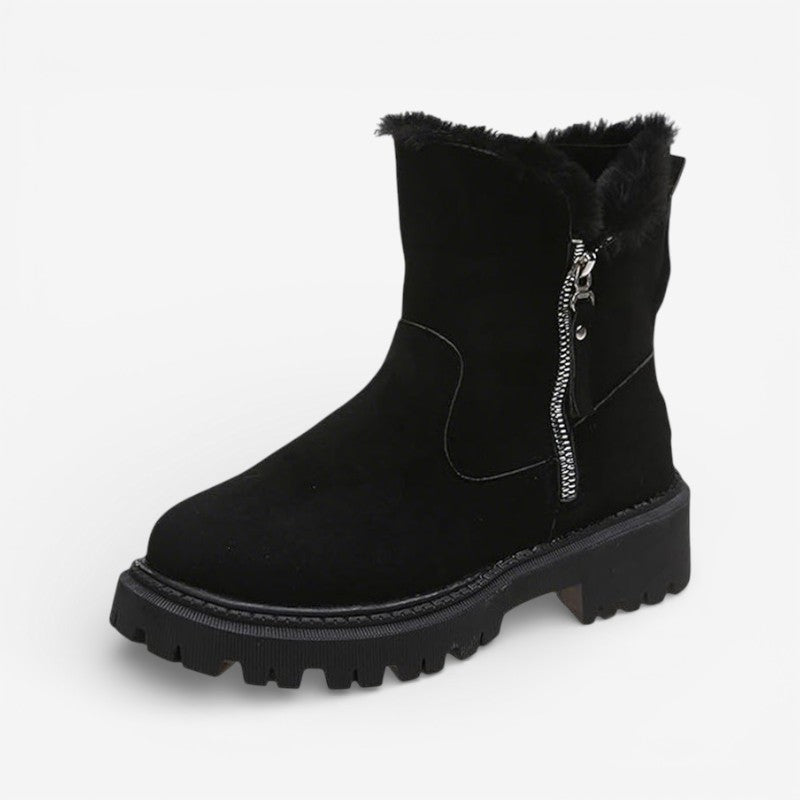 Evelyn - Round toe ankle boots with side zipper