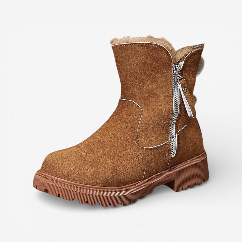Evelyn - Round toe ankle boots with side zipper