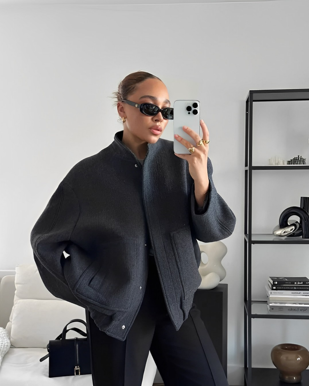 Liana - Comfortable oversized jacket with button closure for a trendy and warm look