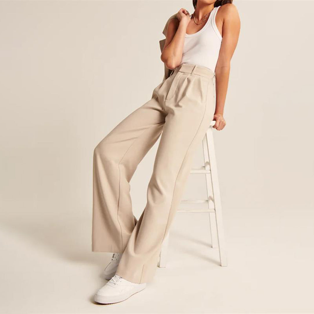 Shania - Pantalon taille haute à jambes larges