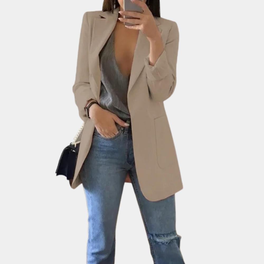Victoria – Blazer chic sur mesure à manches longues avec poches avant
