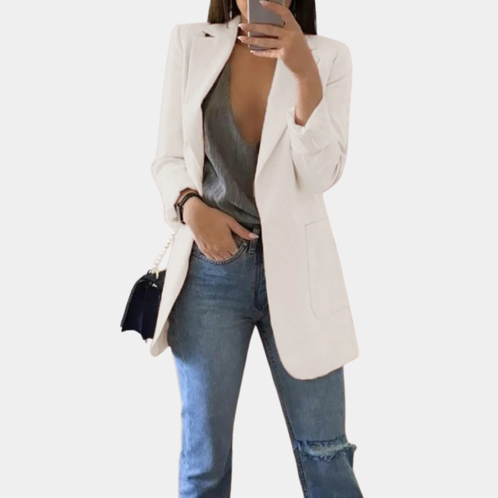 Victoria – Blazer chic sur mesure à manches longues avec poches avant