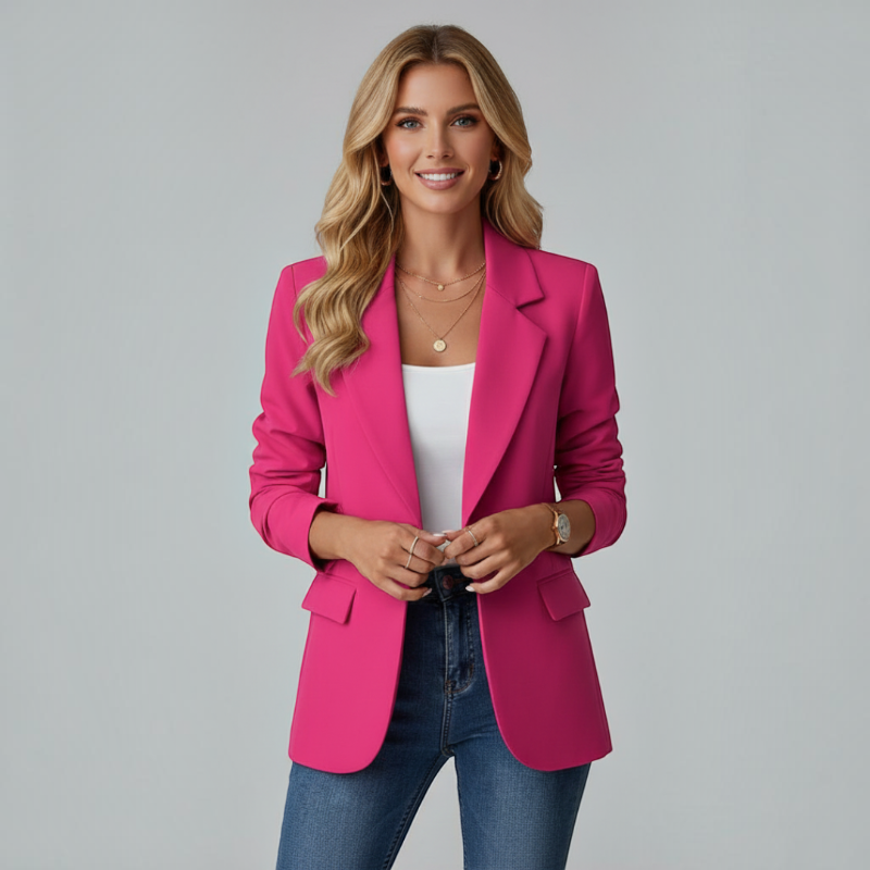 Blazer da donna con colletto pieghevole e bottoni