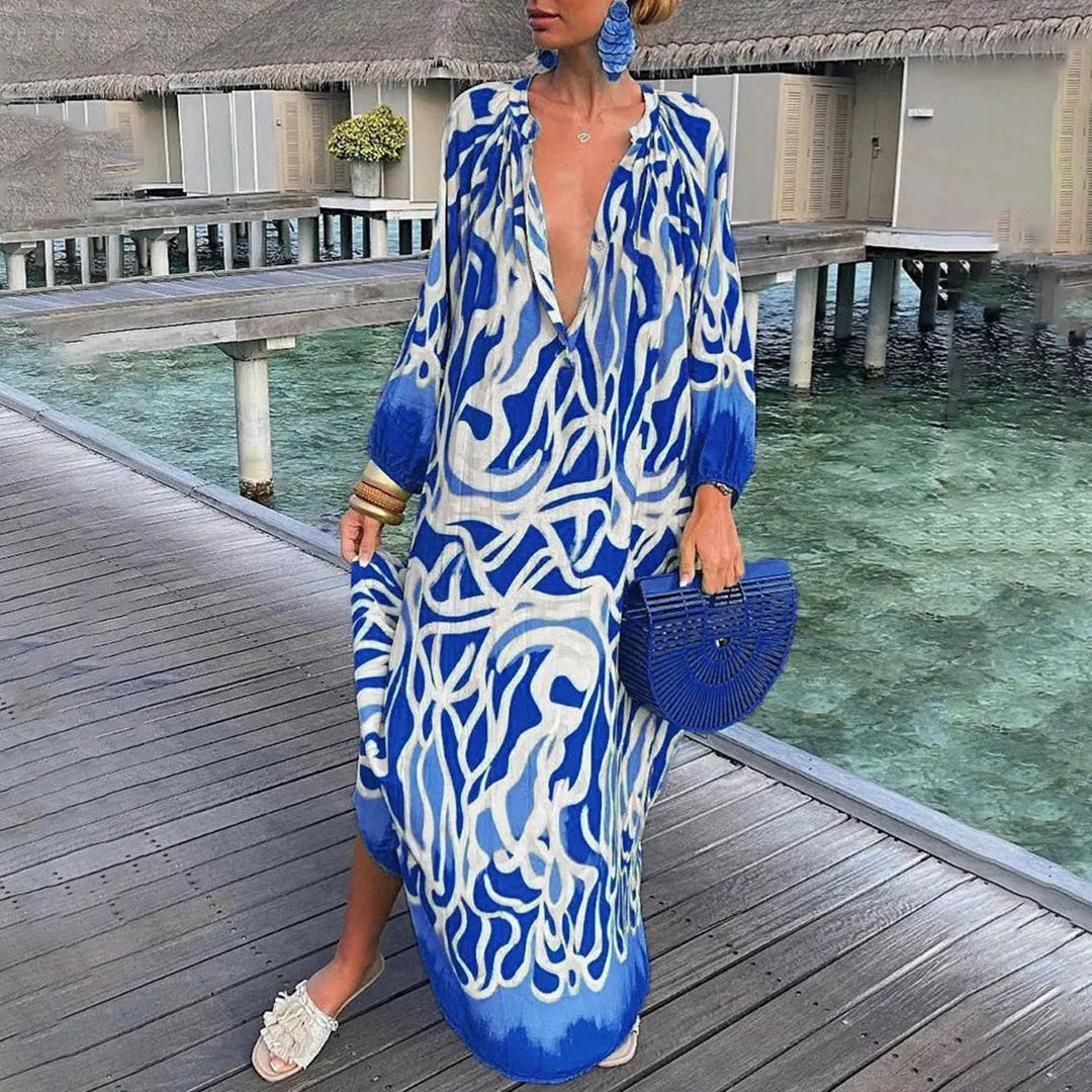 Lena - Abito maxi fluido ed elegante con scollatura a V valorizzante