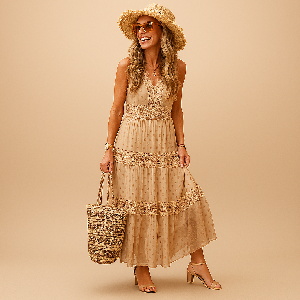 Nerina – Stylish dress with deep V-neck and relaxed fit