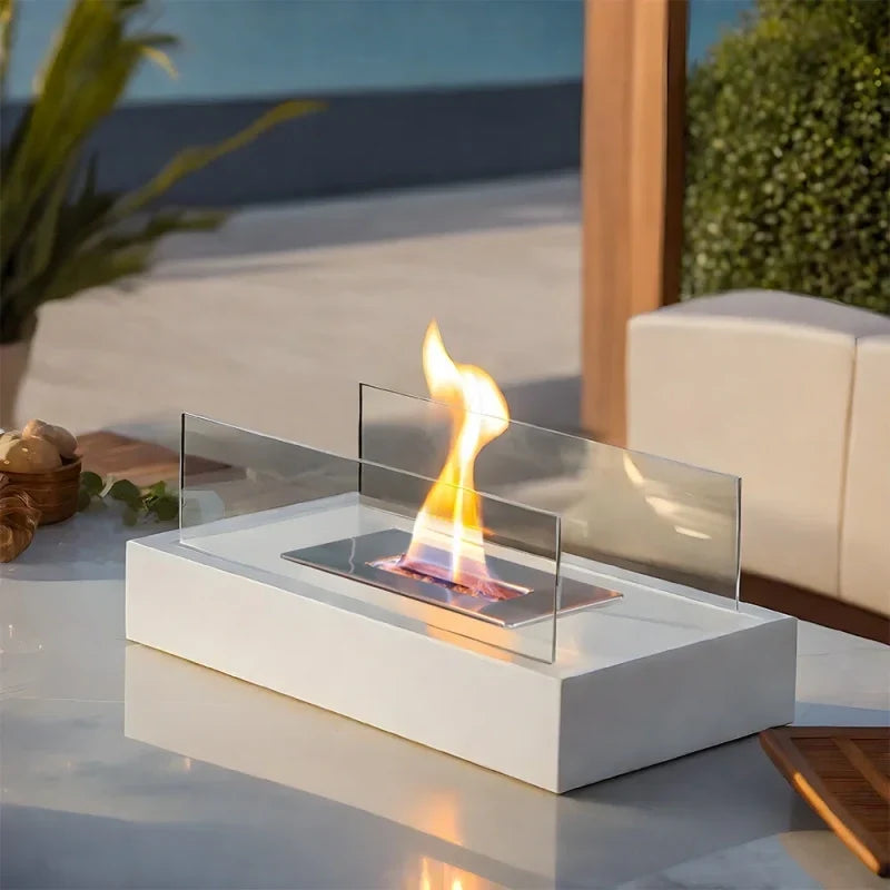 TableFlame - Stolní krb s panely z tvrzeného skla