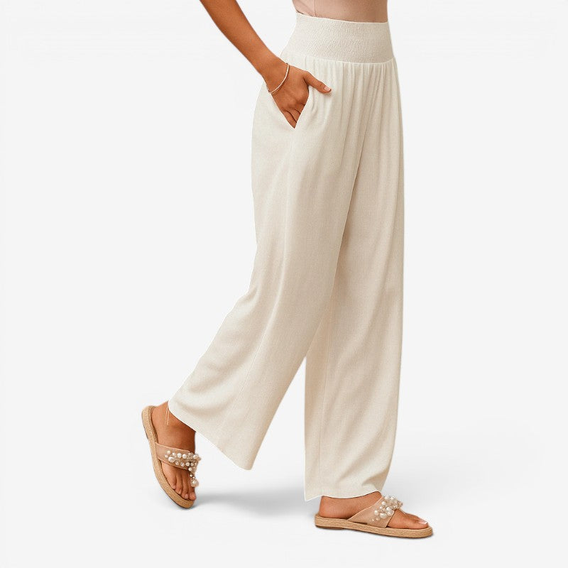 Pantalon large pour femme avec taille élastique