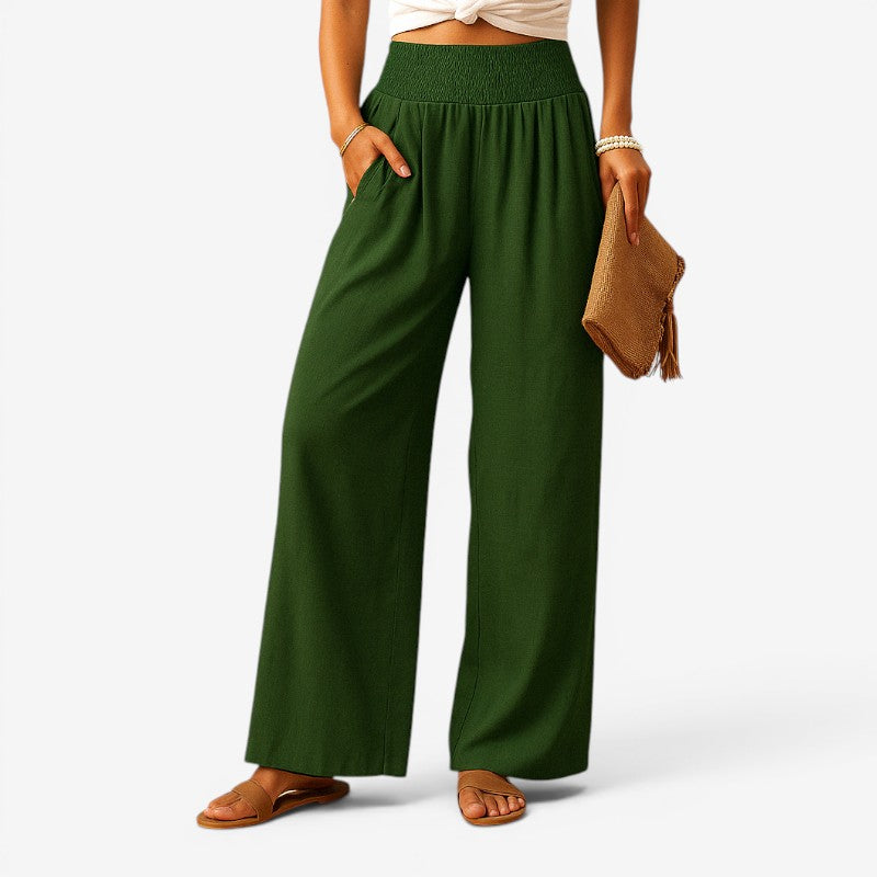 Pantalon large pour femme avec taille élastique
